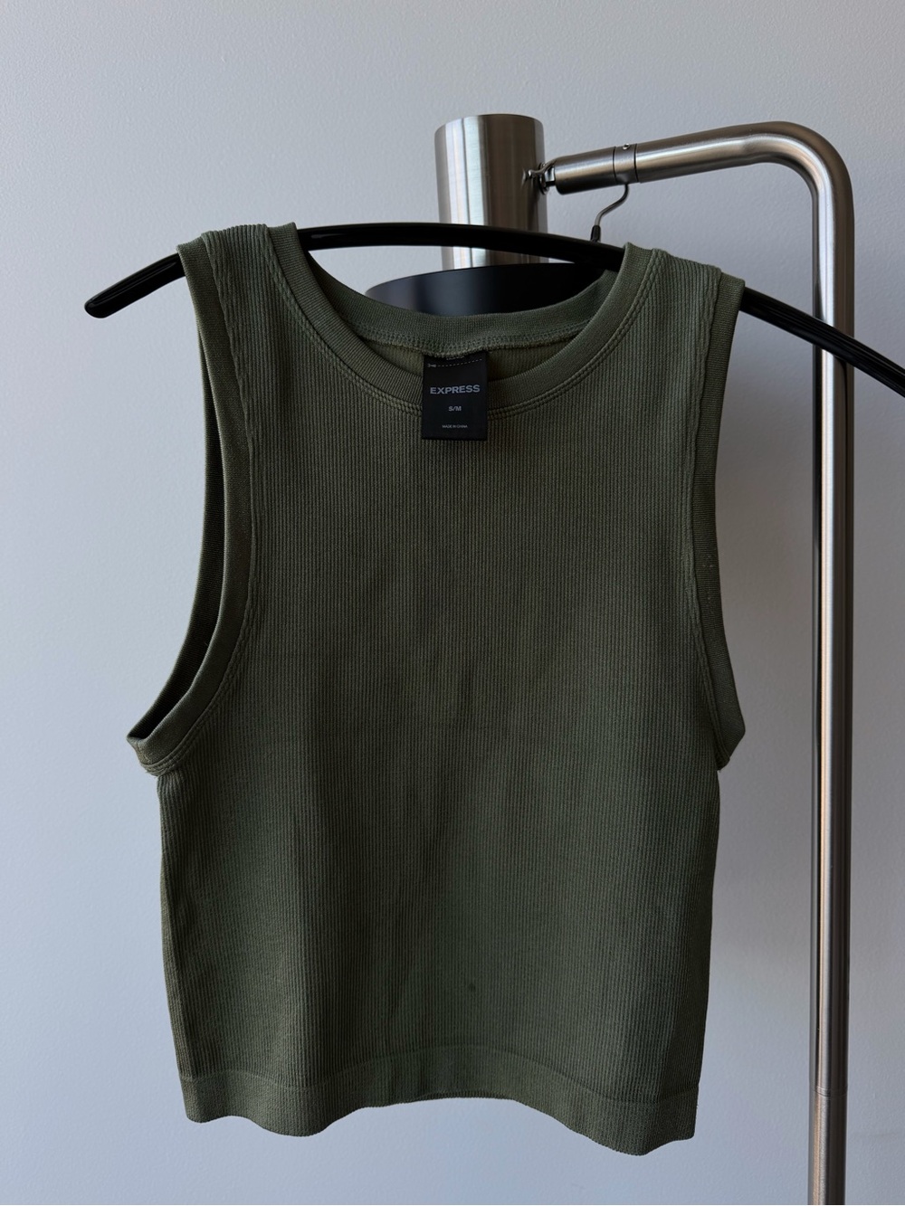 Express Olive Green Ribbed Crop Tank